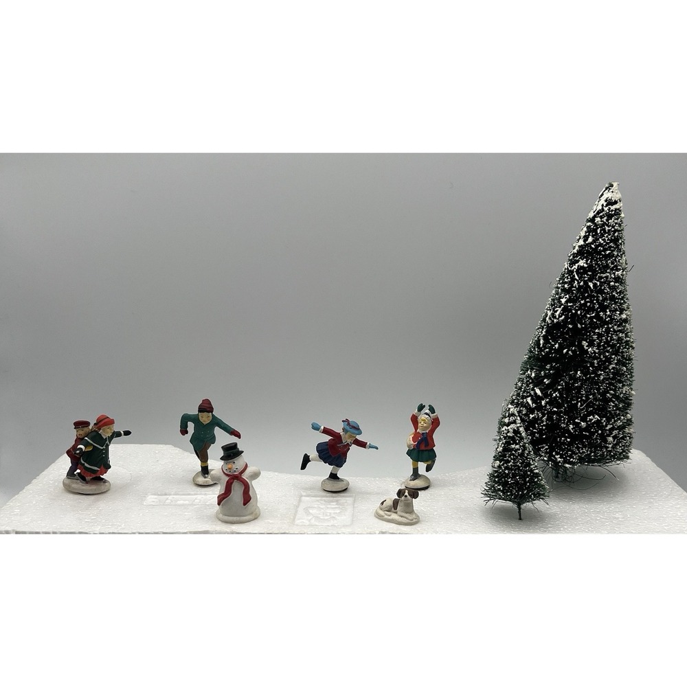 Dept 56 Village Animated Skating Pond Replacement Figures Snowman Dog Children